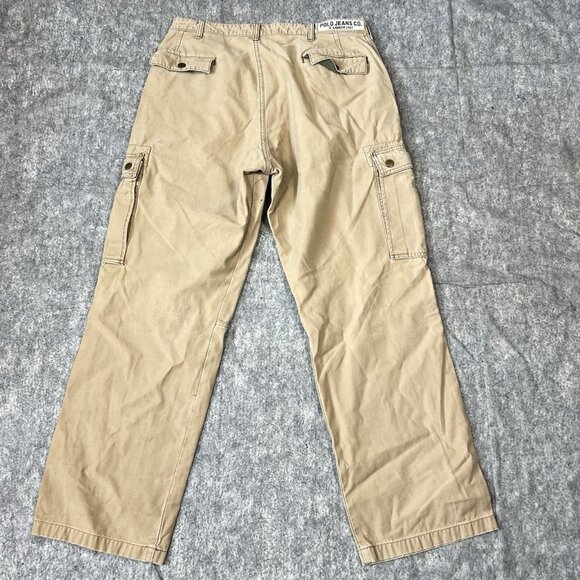 Polo Jeans Co Ralph Lauren Freighter Pants 34x32 Tan Cargo Utility Workwear USA - Picture 13 of 16